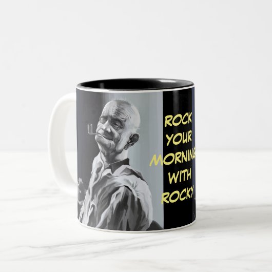 Schaukeln Sie Ihren Morgen mit felsigem Zweifarbige Tasse (Vorderseite Links)