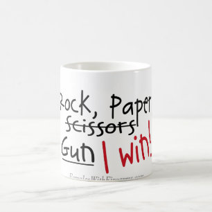 Schaukeln Sie Papierscheren, Gewehr, ich gewinnen! Kaffeetasse