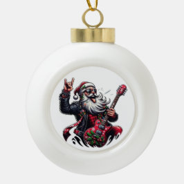 SCHAUKELNDER WEIHNACHTSMANN Schneeflocken-Rahmen-O Keramik Kugel-Ornament