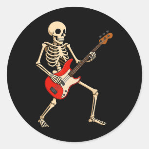 Schaukelndes Skelett für Halloween-Musikliebhaber  Runder Aufkleber