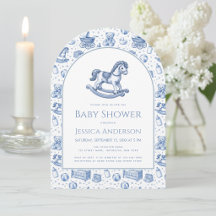 Schaukelpferd Baby Jungen Shower Blau und Weißer B
