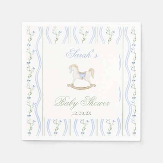 Schaukelpferd-Baby-Party Junge Serviette (Vorderseite)
