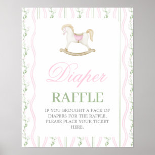 Schaukelpferd-Baby-Party-Mädchen-Windel-Raffle-Sch Poster