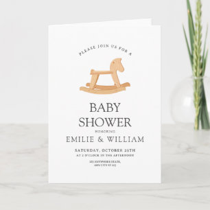Schaukelpferd-Baby-Shower-Einladung, Minimalistisc Einladung