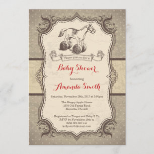 Schaukelpferd-Baby-Shower-Einladung Vintage Retro Einladung