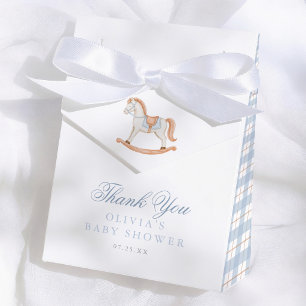 Schaukelpferd Gingham Baby Shower Danke Geschenkschachtel