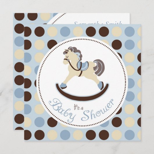 Schaukelpferd-Jungen-Einladungs-Quadrat Einladung (Vorne/Hinten)