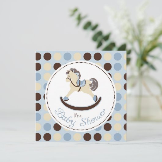 Schaukelpferd-Jungen-Einladungs-Quadrat Einladung (Stehend Vorderseite)