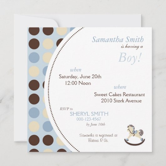 Schaukelpferd-Jungen-Einladungs-Quadrat Einladung (Rückseite)