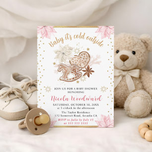 Schaukelpferd-Lebkuchen-Winter-Baby-Party Einladung