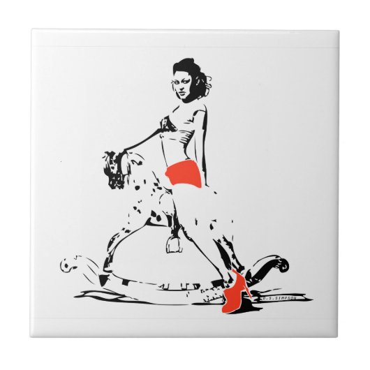 SCHAUKELPFERD-MÄDCHEN! FLIESE (Vorderseite)