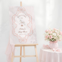 Schaukelpferd Vintage Rosa Babyparty Willkommen