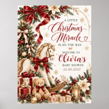 Schaukelpferd Weihnachten Baby Shower Poster