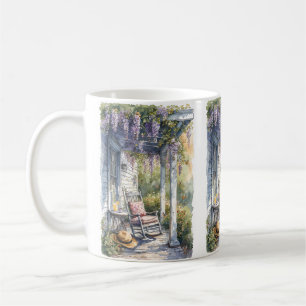 Schaukelstuhl-Szene auf der Wisteria-Veranda Kaffeetasse