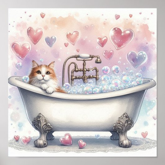 Schaumbad-Katze Poster (Vorne)