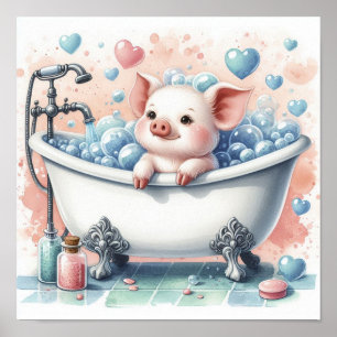 Schaumbad Schwein Poster
