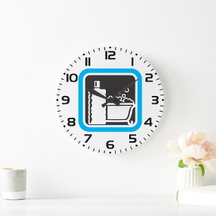 Schaumbad-Symbol Entspannendes Badezimmer-Spa Große Wanduhr