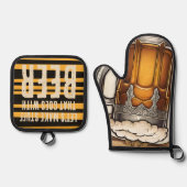 Schaumbier Tasse Kochküche personalisiert Ofenhandschuh & Topflappen-Set (Vorderseite)
