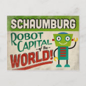Schaumburg Illinois Robot - Funny Vintag Postkarte (Vorderseite)