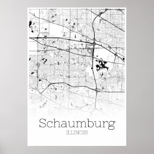 Schaumburg Map - Illinois - Stadtplan Poster