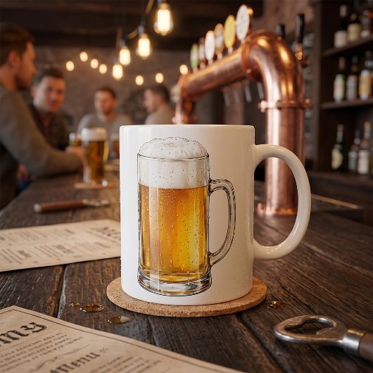 Schäumender kalter Bierkrug Trinker Kaffeetasse
