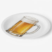 Schäumender kalter Bierkrug Trinker Pappteller (Schrägansicht)