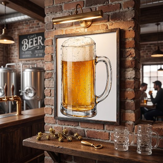 Schäumender kalter Bierkrug Trinker Poster