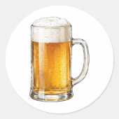 Schäumender kalter Bierkrug Trinker Runder Aufkleber (Vorderseite)