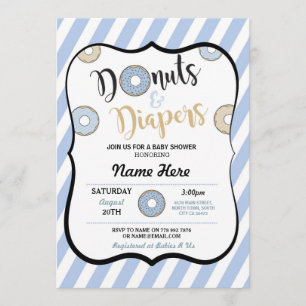 Schaumgummiring-und Windel-blaue Babyparty laden Einladung