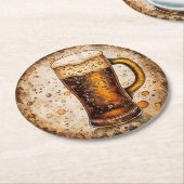 Schaumiger Bierkrug Runder Pappuntersetzer (Angewinkelt)