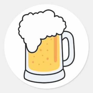 Schaumiger Cartoon-Glasbier-Tasse mit Bier Runder Aufkleber