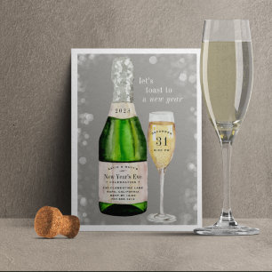 Schaumiger Toast   Silvesterparty‑Einladung Feiertagskarte
