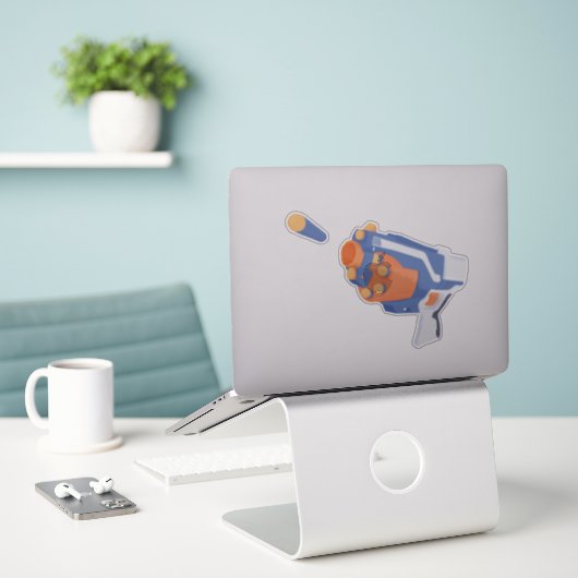 Schaumkanone Aufkleber (Laptop auf Schreibtisch)