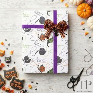 Schaurig schön verflochtene schwarze Katzen und Ha Geschenkpapier