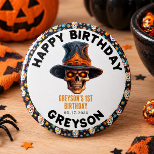 Schauriger Halloween-Kinderkostüm-Party-Schädel – Button