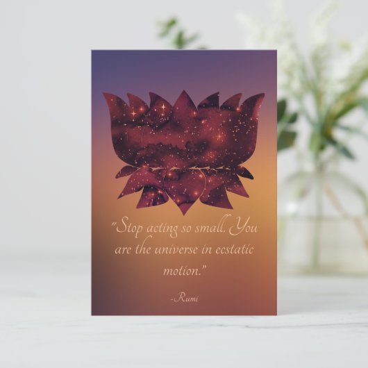 Schauspiel Kleines Rumi Zitat Celestial Lotus stop Karte (Stehend Vorderseite)