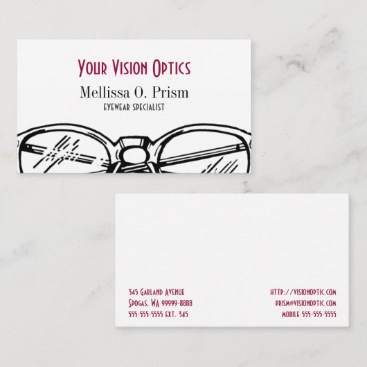 Schauspieleeyewear-optische Vision Visitenkarte (Vorne/Hinten)