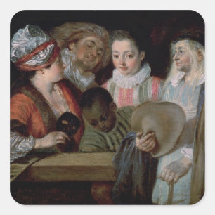 Schauspieler des Theaters Francais, c.1714-15 Quadratischer Aufkleber