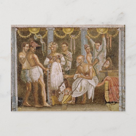 Schauspieler, die für ein Satyr-Stück (c.62-79 AD) Postkarte (Vorderseite)