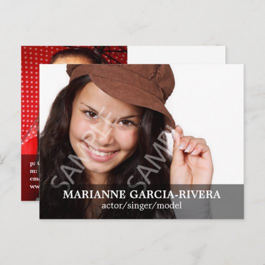 Schauspieler-Doppel-Headshot-Transparenz-Panel Postkarte (Vorne/Hinten)