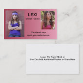 Schauspieler-Geschäfts-Kartenheadshots-Foto-Karten Visitenkarte (Vorne/Hinten)