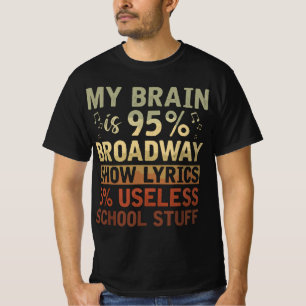 Schauspieler Geschenk mein Gehirn ist 95% Broadway T-Shirt