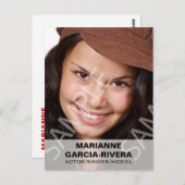 Schauspieler-Headshot Weißes transparentes Panel Postkarte (Vorne/Hinten)