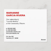 Schauspieler-Headshot Weißes transparentes Panel Postkarte (Rückseite)