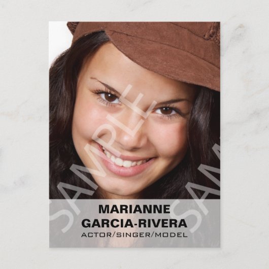 Schauspieler-Headshot Weißes transparentes Panel Postkarte (Vorderseite)