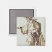 Schauspieler mit einem großformatigen Hut Magnet (Vorderseite/Rückseite)