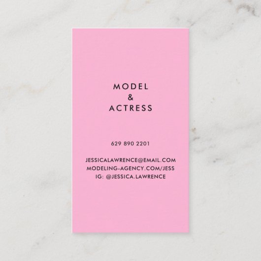 Schauspieler mit Headshot Foto modellieren moderne Visitenkarte (Rückseite)