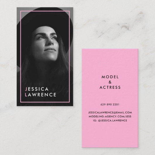 Schauspieler mit Headshot Foto modellieren moderne Visitenkarte (Vorne/Hinten)