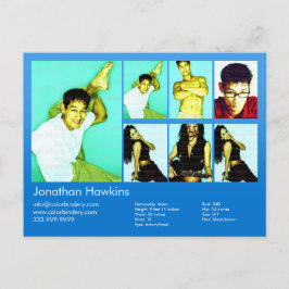 Schauspieler & Model Blue Headshot Comp Postkarte