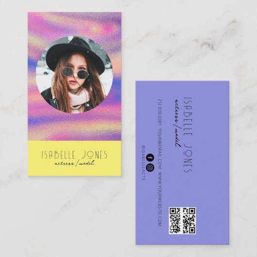 Schauspieler Model Singer DJ Foto QR Code Social M Visitenkarte (Vorne/Hinten)